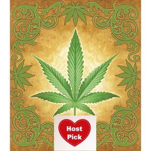 Sacred Herb Luxury Blanket ganja leaf design on a background of gold & cream